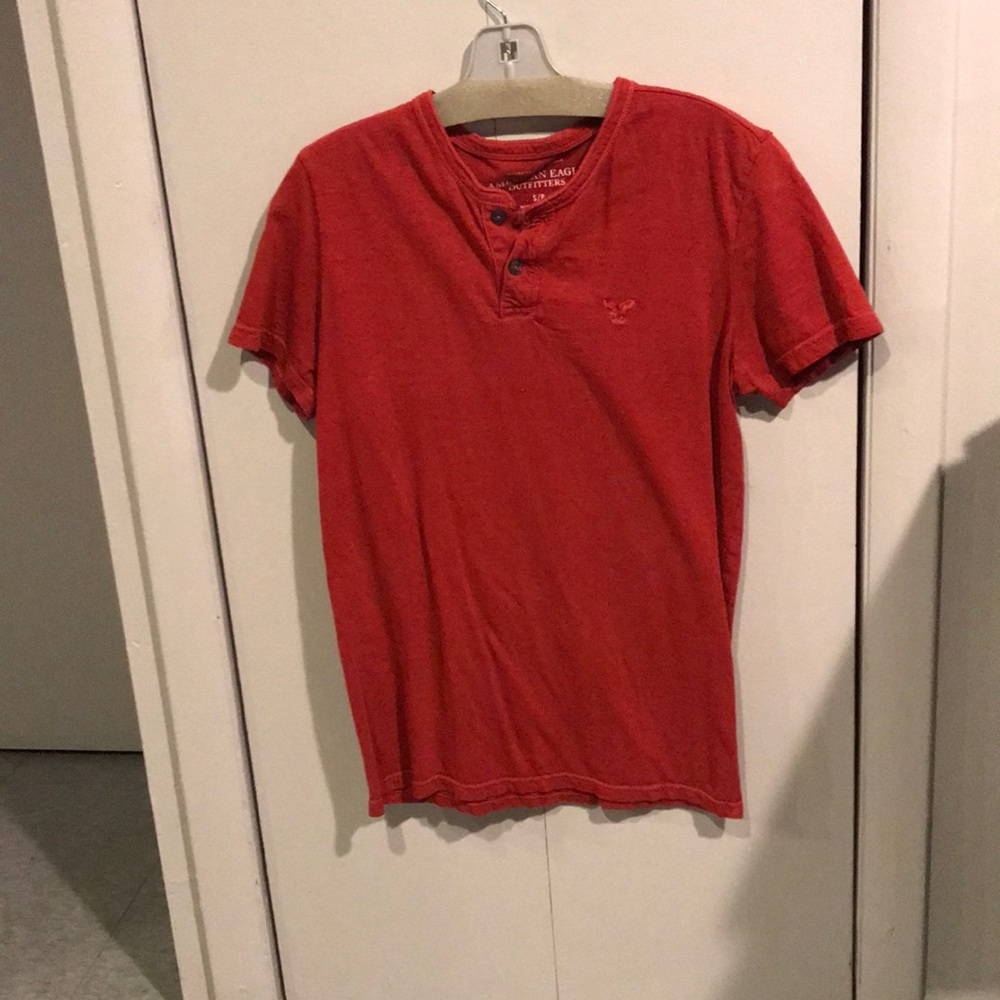 American Eagle red Henley T-shirt
